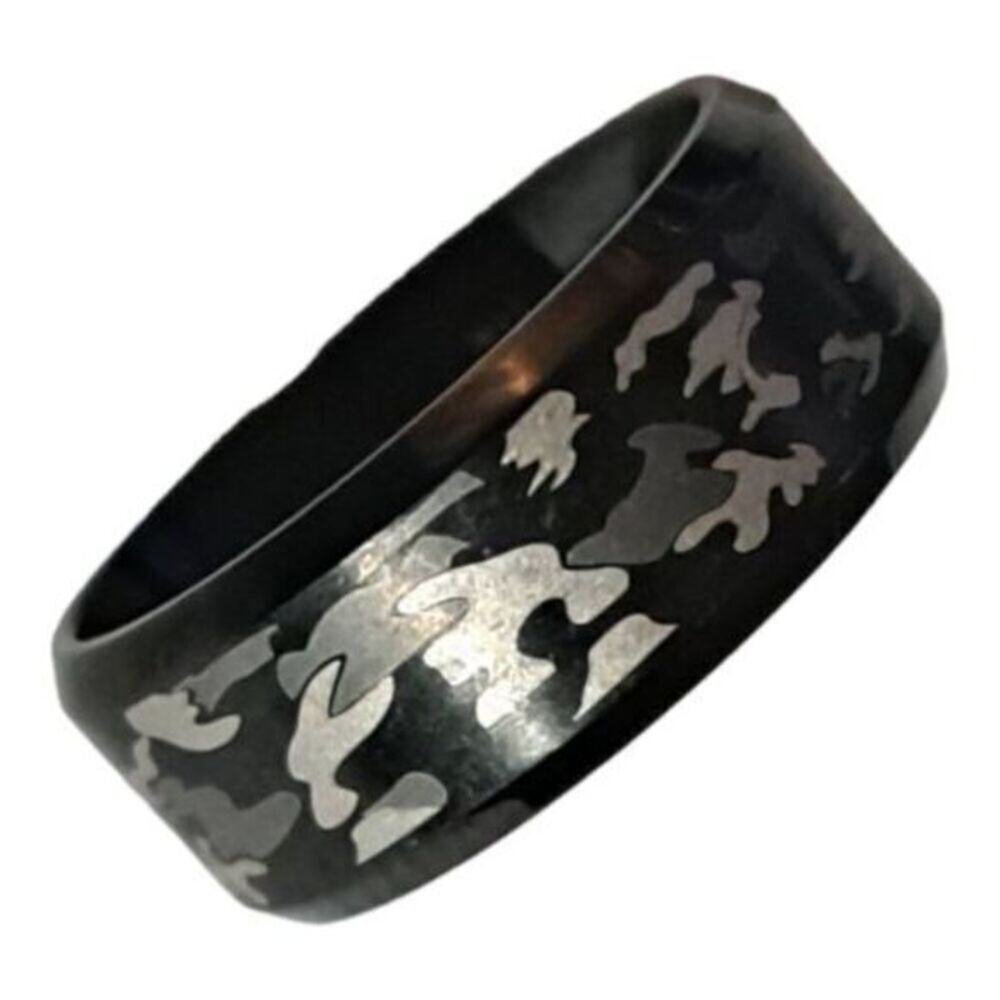 New‎ 316L stainless steel comfort fit camouflage ring women’s band size 6